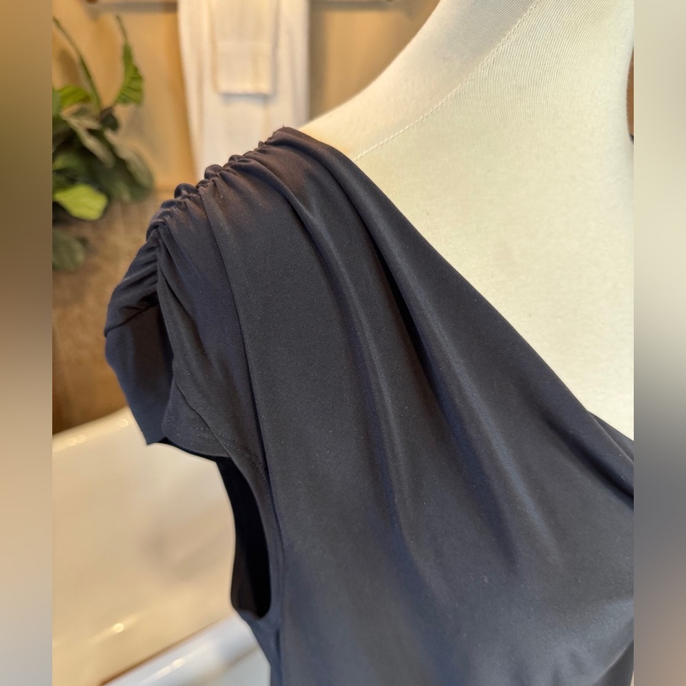 Draped Cowl Neck Women's Blouse - Black - Picture 3 of 8